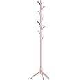 VASAGLE Solid Wood Coat Rack, Free Standing Tree-Shaped Coat Rack with 8 Hooks, 3 Height Options, for Clothes, Hats, Bags, Living Room, Bedroom, Home Office, Jelly Pink URCR004R01