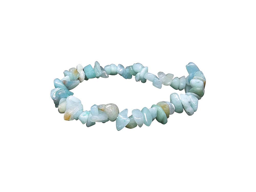 Gemstone Chips Bracelets Natural Stone Ethical Sustainable Bohemian Jewellery From India Artisanal Handmade Gift For Men Women Sent In Gift Pouch ('The Balancing Bracelet' - Amazonite)
