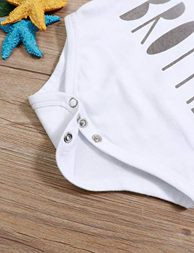 Newborn Baby Boy Clothes Crew Letter Print Romper+Long Pants+Hat 3PCS Outfits Set,Soft Breathable Fabric (G-Blue, 6-9 Months)