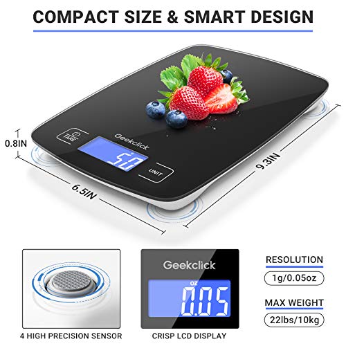 Geekclick Digital Food Kitchen Scale, 22lb Scale for Food Weight Grams