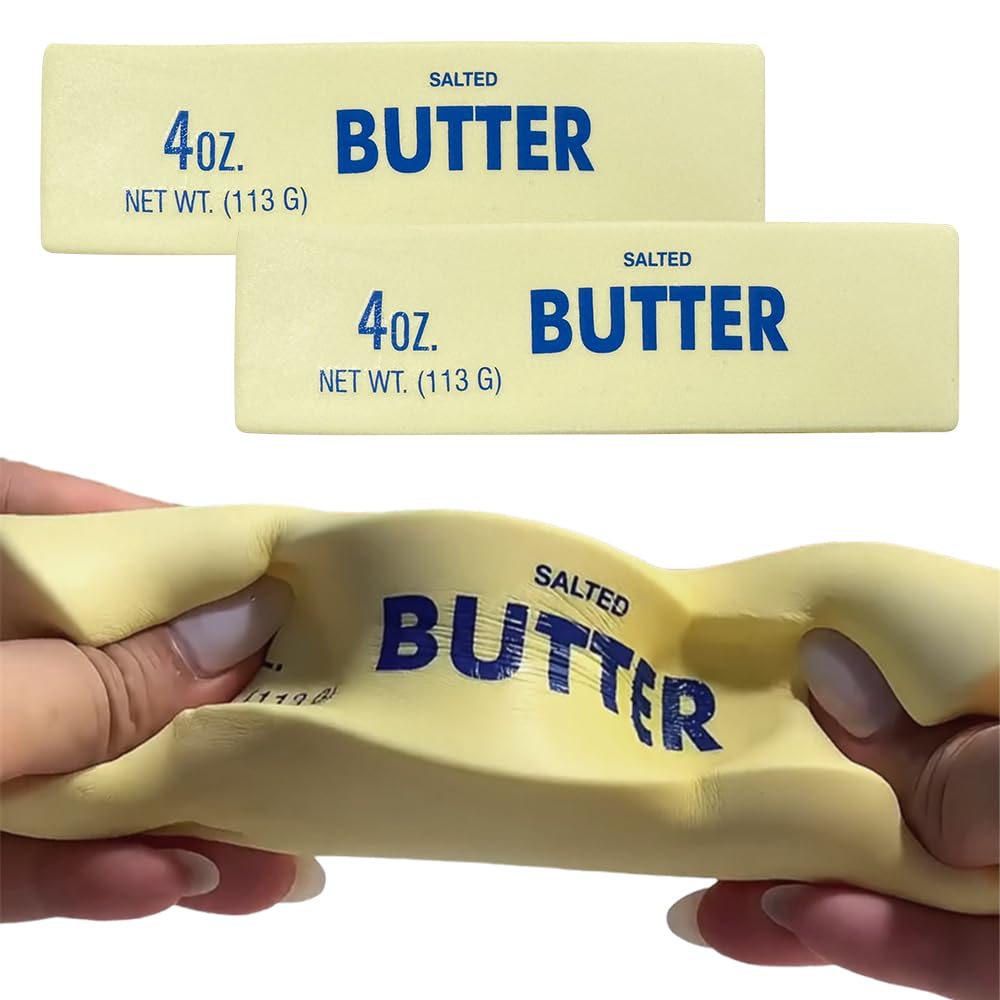 Slow Rebound Cute Butter Squeeze Stress Balls, 2026 New Slow Rising Butter Squishy Toy, Soft Butter Stick Squishy, Stress Relief Fidget Toys for Adults Gifts (2 Pcs)