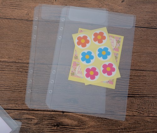 Funcoo 6-Ring Plastic Binder Pockets/Bill Pouch/Name Card Credit Card Holder Bag, Set of 6 Binder Planner Notebook Refills Pockets+ 2 Plastic Page Marker Measuring Ruler (A5) - Thumbnail 3