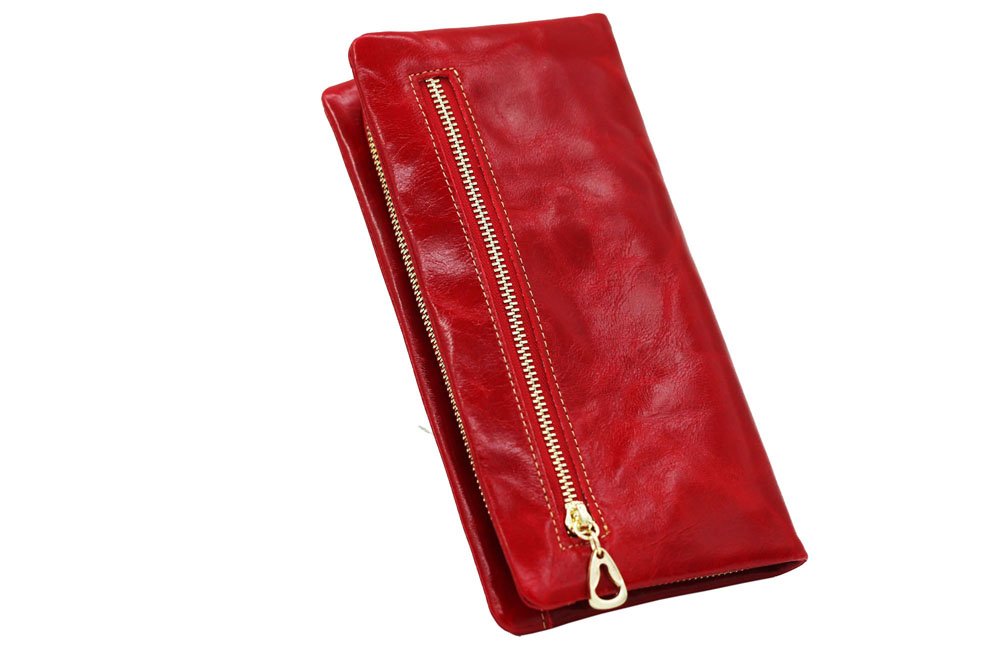 Womens Lady Blocking Wallet Classic Clutch Leather Wallet Card Holder Purse Handbag Red