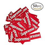 Potelin Supreme Stickers 50/100 Pieces Pack Waterproof and Oil Proof OEM Style for Decoration of Smart Phone, Laptop, Backpack Skateboarding, Cars, Laggages etc (Red 50 Pcs)