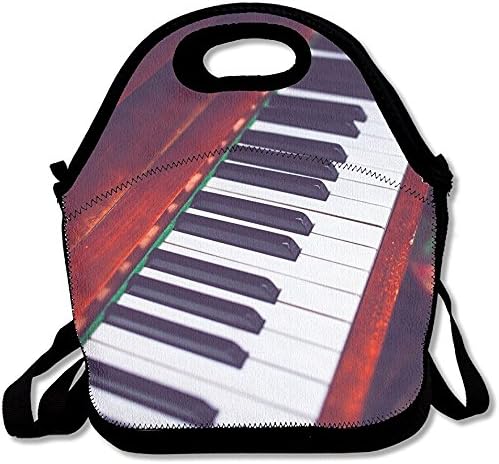 Staropor Piano Keyboard Printed Portable Lunch Bag Carry Case Tote With Zipper Strap Box Cooler Container Bags Picnic Outdoor Travel Fashionable Handbag Pouch For Women Men Kids Girls