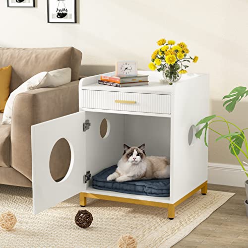 Tribesigns Cat Litter Box Enclosure with Storage Drawer, Hidden Litter