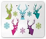 Mustache Mouse Pad, Christmas Deers Wearing Bow Tie