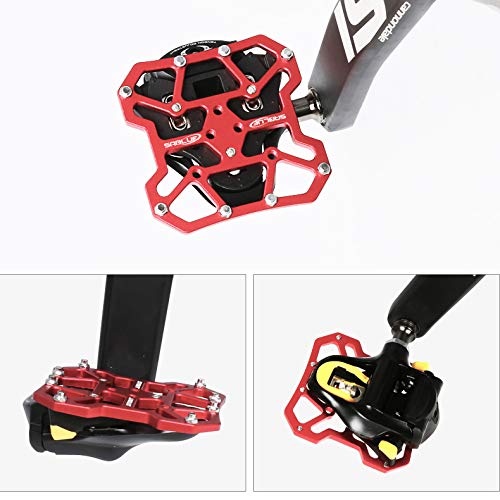 SABLUE Universal Clipless to Platform Adapters Cleats Pedal for SPD Shimano Speedplay Bike Cycle (L-Red) - Thumbnail 3