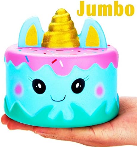 Jumbo Squishy Kawaii Cute Unicorn Mousse Cream Scented Squishies Slow Rising Kids Toys Doll Stress Relief Toy Hop Props, Decorative Props (Blue Narwhal Cake)