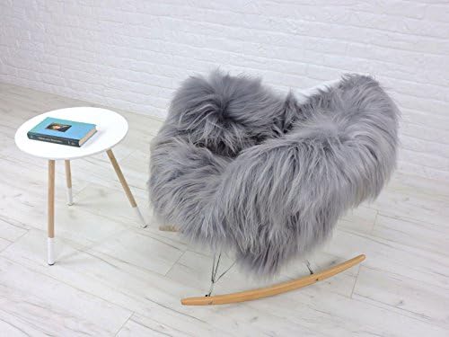 Luxury genuine Icelandic single sheepskin rug silver &amp; grey color, SH1