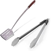 Grille Perfect Super Long 24-inch Spatula and Tongs for Grilling, Barbecue and Griddle | Long Handle, Heavy Duty, Extra Strong, Stainless Steel Utensils for Outdoor Kitchen, Fireplace and Fire Pit