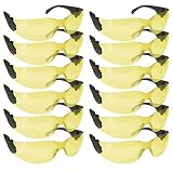 SAFE HANDLER Protective Safety Glasses, Yellow Polycarbonate Impact and Ballistic Resistant Lens - Black Temple (Box of 12)