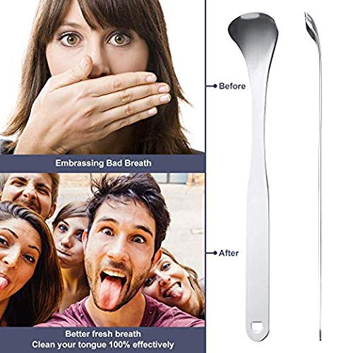 3 Pack Tongue Scraper Cleaner Stainless Steel Fresh Breath Tongue Scrapers Metal Tongue Scraping Cleaner for Oral Care (3Pack-3Color)