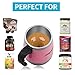 LEADNOVO Update Self Stirring Mug Auto Self Mixing Stainless Steel Cup for Bulletproof/Keto Coffee/Tea/Hot Chocolate/Milk/Cocoa Protein Shaker Mug for Office/Kitchen/Travel/Home -450ml/15.2oz (Pink)