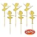 Elesa Miracle 24pc Glitter Gold Ballerina Cake Cupcake Topper, Wedding Bridal Shower Birthday Decoration Fairy Cake Topper (24pc Dancing Girl)