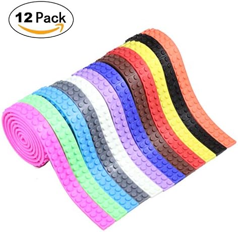 12 Rolls Block Tapes for Lego Bricks,building block tape,3M Self Adhesive Baseplate Strips for for Lego Mega Bloks Construction Toys
