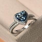 Mnyixsi Fashion Cubic Zirconia Heart Ring for Women, 925 Sterling Silver CZ Simulated Diamond Stackable Ring Eternity Band Set for Lover, Crystal Cocktail Engagement Statement Ring Gift Size 8