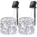 AMIR Solar Powered String Lights, 100 LED Copper Wire Lights, Starry String Lights, Indoor Outdoor Waterproof Solar Decoration Lights for Gardens, Home, Dancing, Party (White - Pack of 2) primary