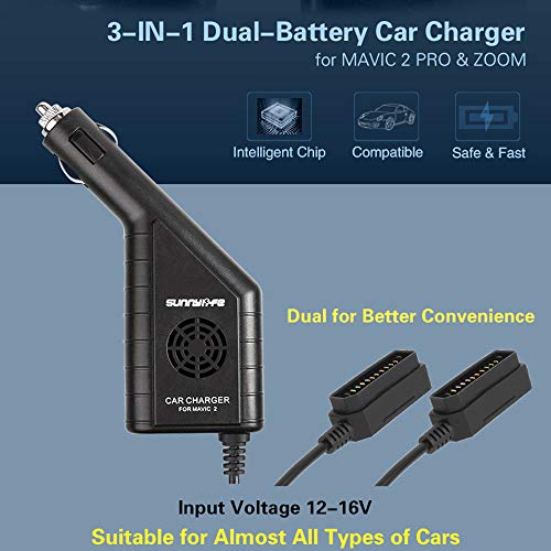 [DJI Mavic 2 Pro/Zoom Accessories] 3 in1 USB Car Charger Remote Control Battery Charger (Black, 15.7 x 2.7 x 8.1cm) - Thumbnail 2