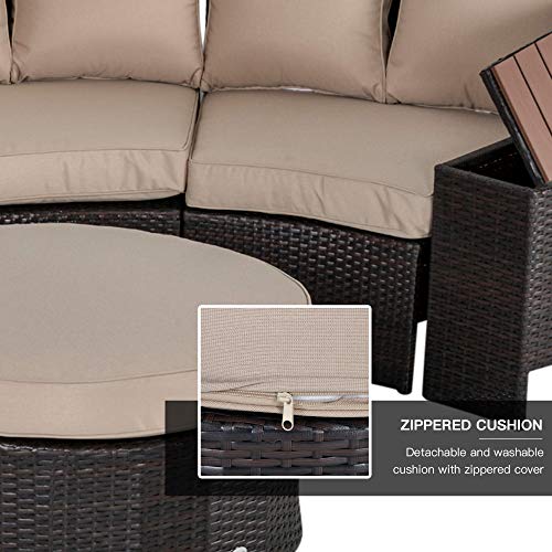 Outsunny 8 Piece Outdoor Rattan Sofa, Half Round Patio Furniture Set