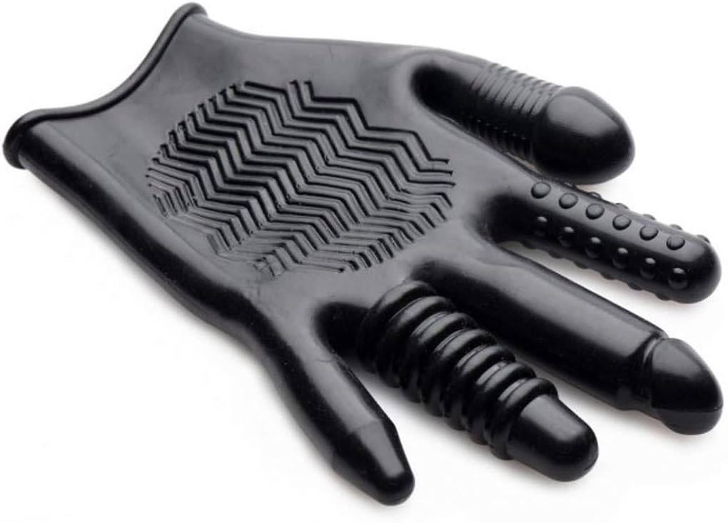 Pleasure Poker Textured Glove, Black, One Size (S-L 34 - 40)