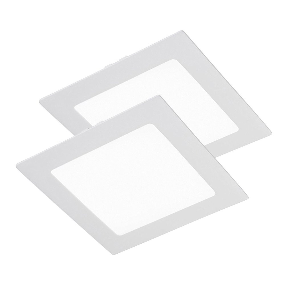 Wonderlamp W-E000048 - Pack 2 x Downlight LED extraplano cuadrado blanco, iluminacion led 18W (1450 lm), 6000K (luz fría). Plafón de techo.