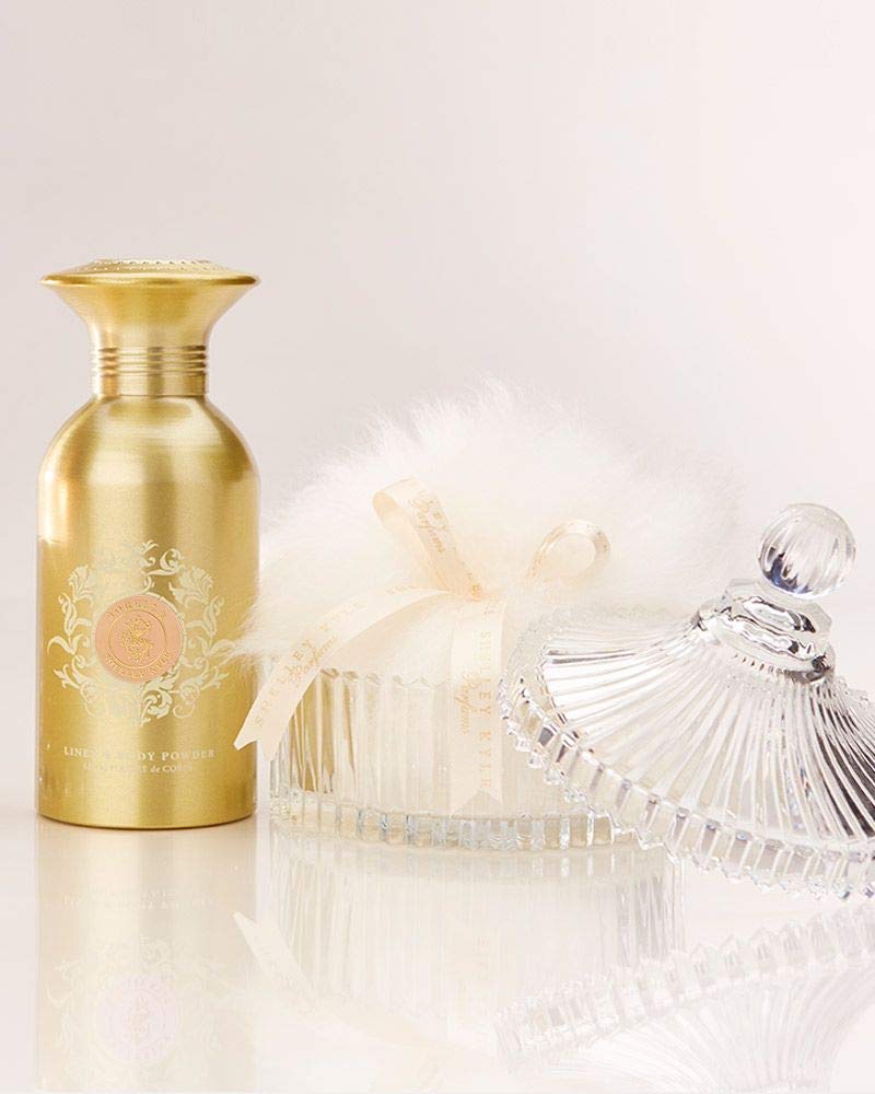 Shelley Kyle Sorella Body And Linen Powder Talc Free Set with Large Puff and Crystal Dish