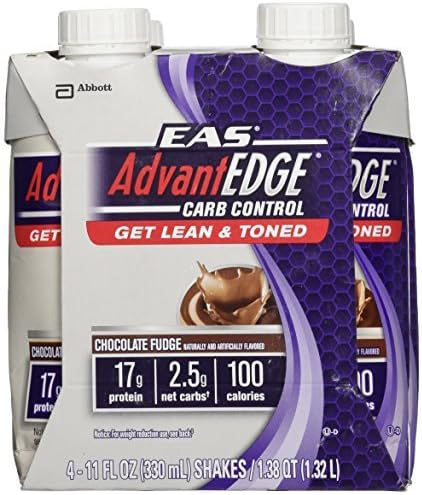 EAS AdvantEDGE Carb Control Chocolate Fudge Carton Ready To Drink, 11-Fluid Ounce, 4 Count by EAS AdvantEdge
