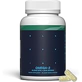 Blueprint Bryan Johnson Omega-3 - Vegan Algae Omega 3 Supplement with EPA/DHA - 800mg Plant-Based for Brain, Heart & Joint Support - High Absorption Triglyceride Form - 1:1 EPA/DHA