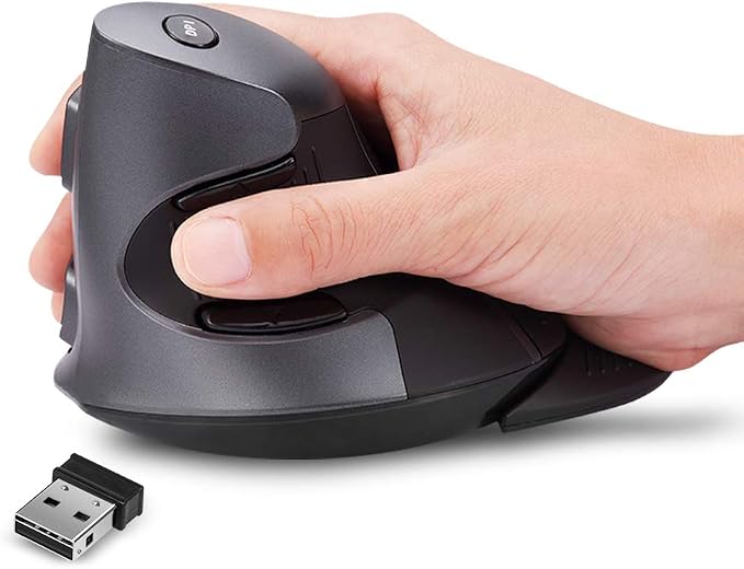 Amazon | DELUXエルゴノミックマウス、縦型マウス、3つの調整可能なDPI(600-1000-1600 DPI)を備えたワイヤレス ...