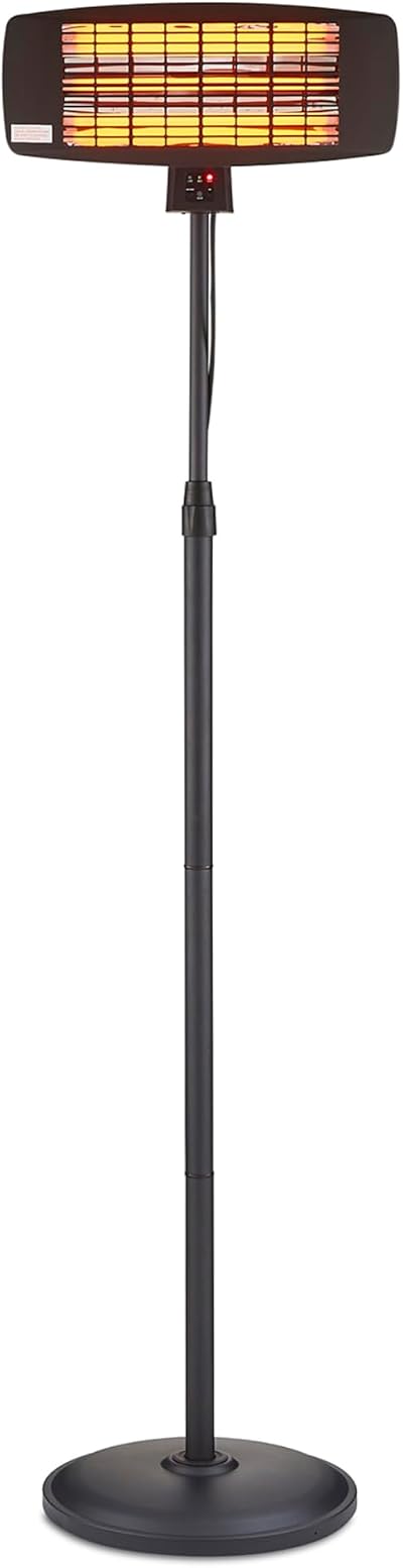 Swan Stand Patio Heater 2KW Remote Control Adjustable Height IP24 Water