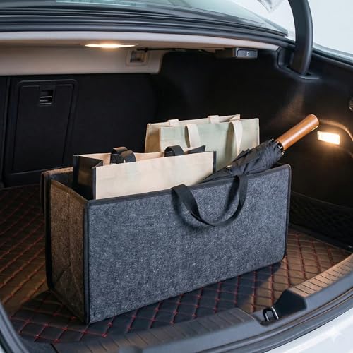 Organizador De Porta-Malas Premium Em Feltro Cinza, Grande Capacidade, Antiderrapante, Dobrável, Portátil Com Alça, Para Armazenar Ferramentas, Brinquedos, Acessórios E Viagens, Marca VARENZIA