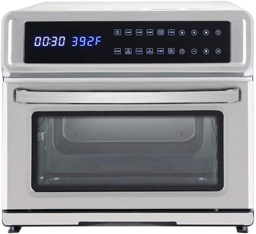 Dicstorets Air Fryer with LCD Digital Touch Screen Large Capacity Air Fryer Oven Dehydrator, Bake, Broil, Oil-Less Oven Air Fryer Oven Stainless Steel 120v 20 L Large Toaster Air Fryer Silver