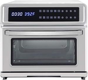 Dicstorets Air Fryer with LCD Digital Touch Screen Large Capacity Air Fryer Oven Dehydrator, Bake, Broil, Oil-Less Oven Air Fryer Oven Stainless Steel 120v 20 L Large Toaster Air Fryer Silver