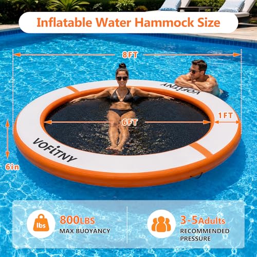 Inflatable Floating Dock Air Platform Multi-Person Swim Water Mat with Rope Ladder, None-Slip Surface for Pool Lake Beach