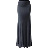 URBAN K Womens Basic Foldable High Waist Regular and Plus Size Maxi Skirts