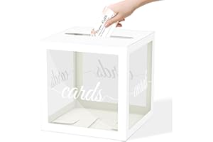 WNINK White Clear Cards Box, White Cards Receiving Box For Wedding, Engagement, Birthday, Bridal or Baby Shower, Graduation, Anniversaries Party Decorations Supplies