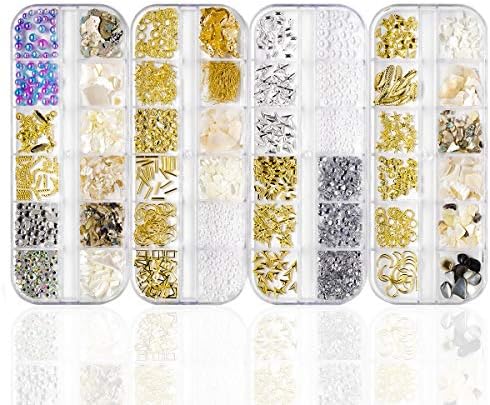 ネイルパーツ ネイルセット スタッズ シェル ラインストーン パール 金箔 金糸 アワビ貝殻 ジェルネイル デザイン