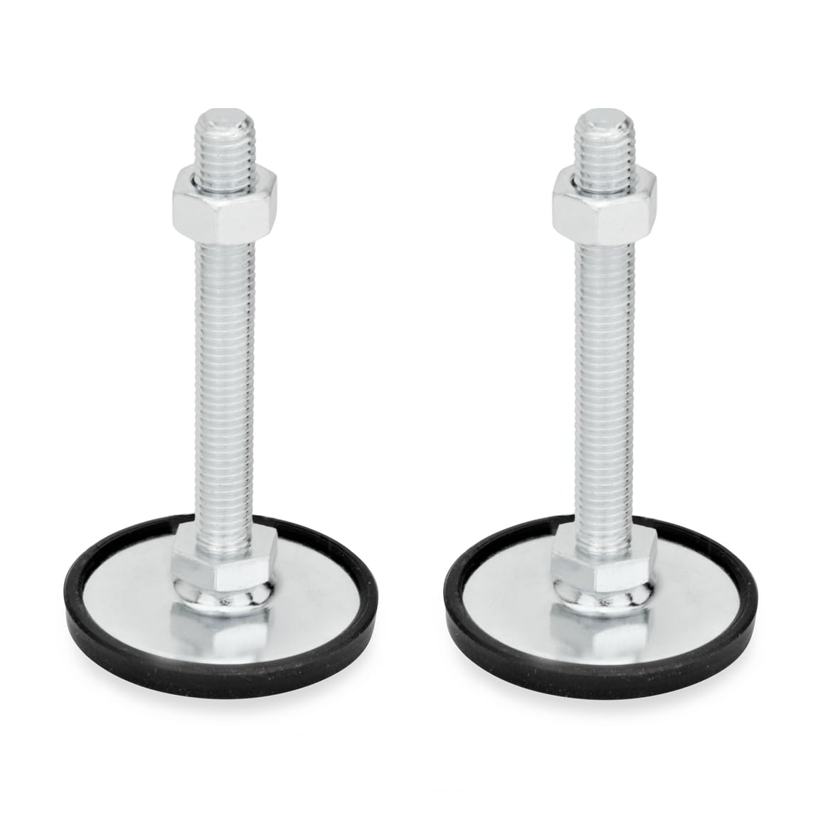 Ganter Normelemente Adjustable Foot - GN 40-60-M12-100-A1-SK | Foot Diameter 60 mm | Clipped Rubber | Galvanised Steel | Pack of 2