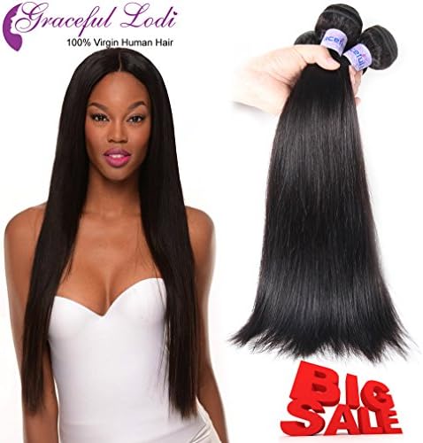 8A Brazilian Virgin Hair Straight (12" 14" 16") 100% Unprocessed Brazilian Straight Virgin Hair Extensions Human Hair Bundles Natural Black Remy Hair Extension Brazilian Human Hair Bundle Deals