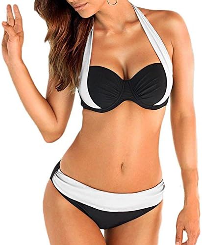 Lazyfashion Womens Push up Padded Bikini Elegant Vintage Swimsuit 2 Piece (FBA Optional)