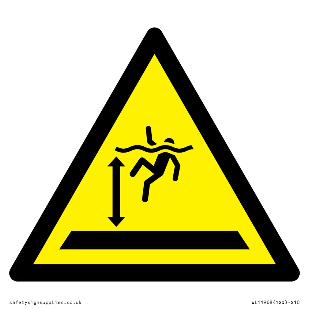 W047 Warning: Deep water Sign - 100x100mm - S10