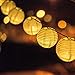 Lantern String Lights, DecorNova 10 Feet 15 LEDs Chinese Oriental Style Nylon Ball String Lights with Remote & UL Power Adapter for Christmas Fireplace Wedding Bedroom, Warm White