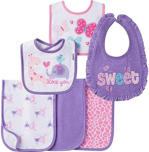 Gerber Baby Burp Cloths Terry Lined 3 Piece and 3 Bibs