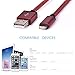 Cacoy Double Braided Nylon Lightning to USB Cable with Leather Strap, MFi Certified iPhone Charger for iPhone iPad, Red and Black, 10 Foot