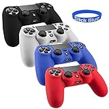 SlickBlue Pack of 4 Color Combo Flexible Silicone Protective Case For Sony PS4 Game Controller - Black/Red/Blue/White [PlayStation 4]
