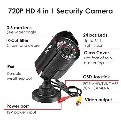 2 ZOSI+1280TVL+Security+Waterproof+Aluminum