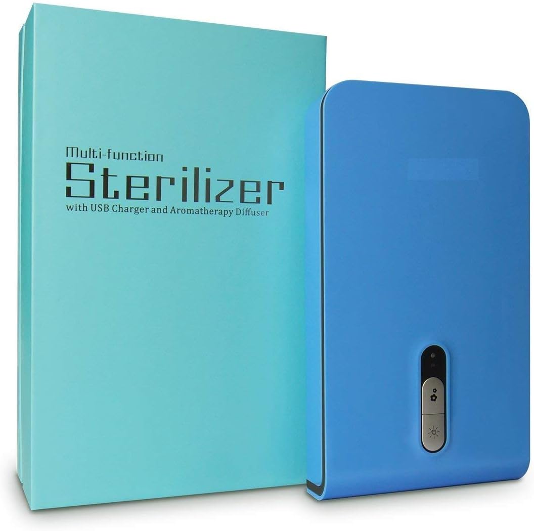Mobitizer Mobile Sanitizer Portable UV Light Cell Phone Sterilizer Aromatherapy Function with Charging for iPhone Android Smart Phone (Blue)