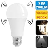 Sunnest Motion Sensor Light Bulb 7W Smart LED Bulbs Radar Motion Detector Light Lamp Lighting Dusk to Dawn Light Bulbs 60W Equivalent E26 Base Indoor Outdoor Motion Sensor Bulb White 6500K Auto On/Off