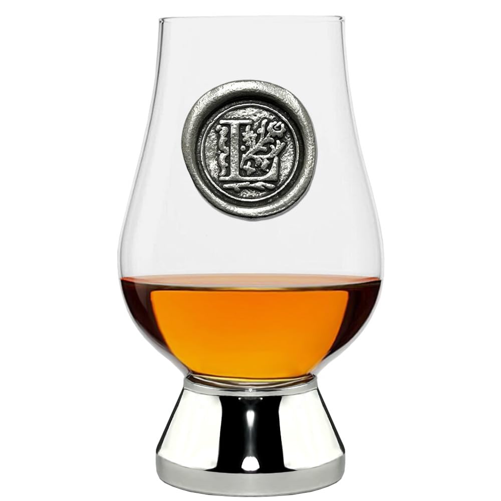 English Pewter Company Glencairn Personalised Whisky Glass with Monogram Initial - Unique Gifts for Men - with Your Choice of Initial 200ml [WGP212] (L)